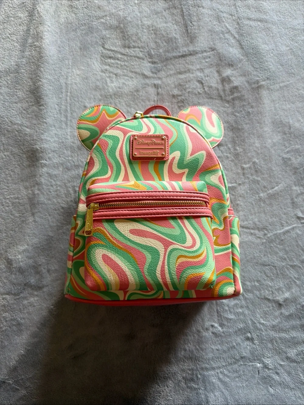 Disney Parks Loungefly Mickey Ears Swirl Mini Backpack NWT Pastel Retro